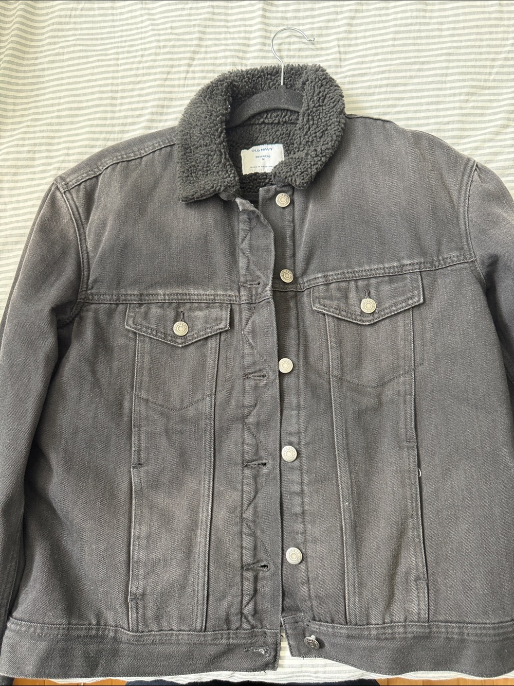 Sherpa-Lined Gray Denim Jacket